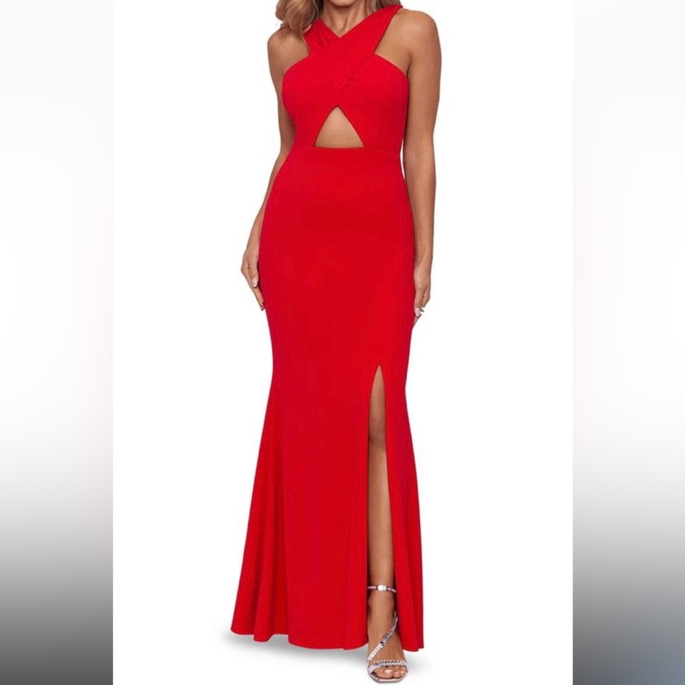 XSCAPE Jersey Cut Out Gown